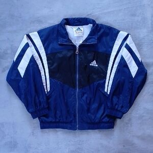 Vintage 90s Adidas Navy and White Windbreaker YOUTH